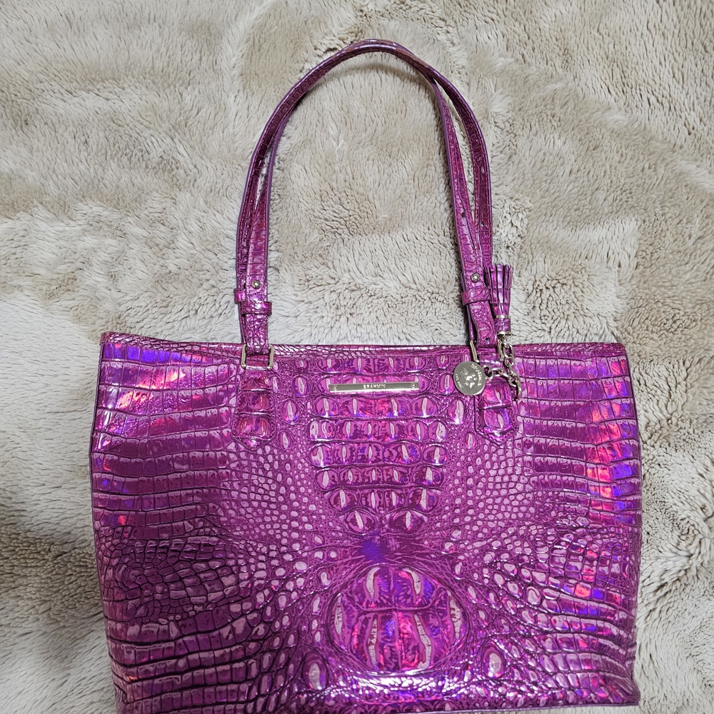 Brahmin Shimmering Pink Embossed Tote